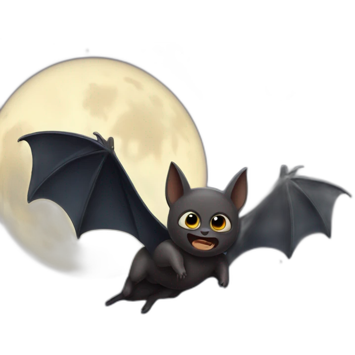 flying bat with baby bat moon emoji