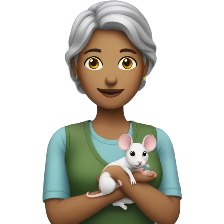 My wife holding a mouse emoji