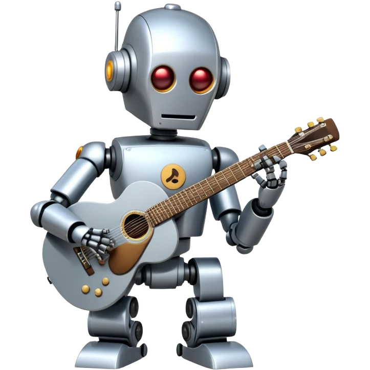 Robot playing guitar emoji