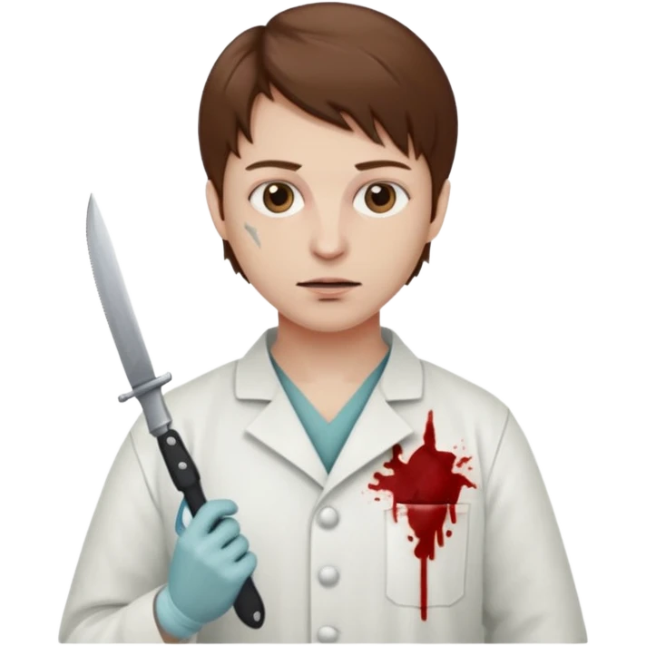 A victorian surgeon with a knife and bloody clothing emoji