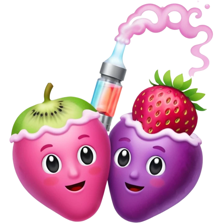 dubbel duo vape, pink, grape ice and strawberry kiwi emoji