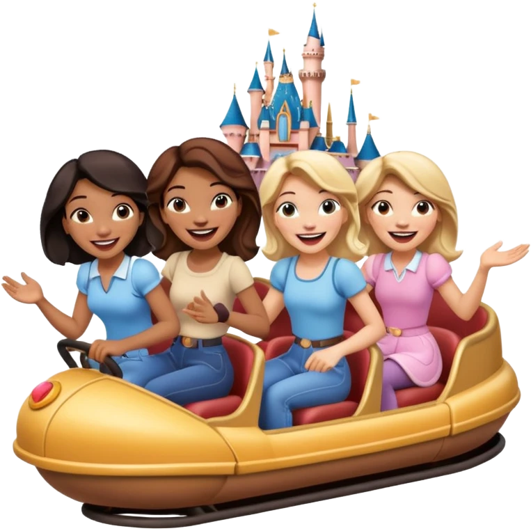 quatro chicas montadas en una atraccion de Disney paris emoji