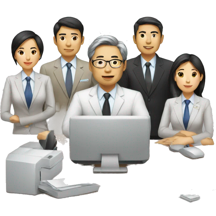 asian team managing office team emoji