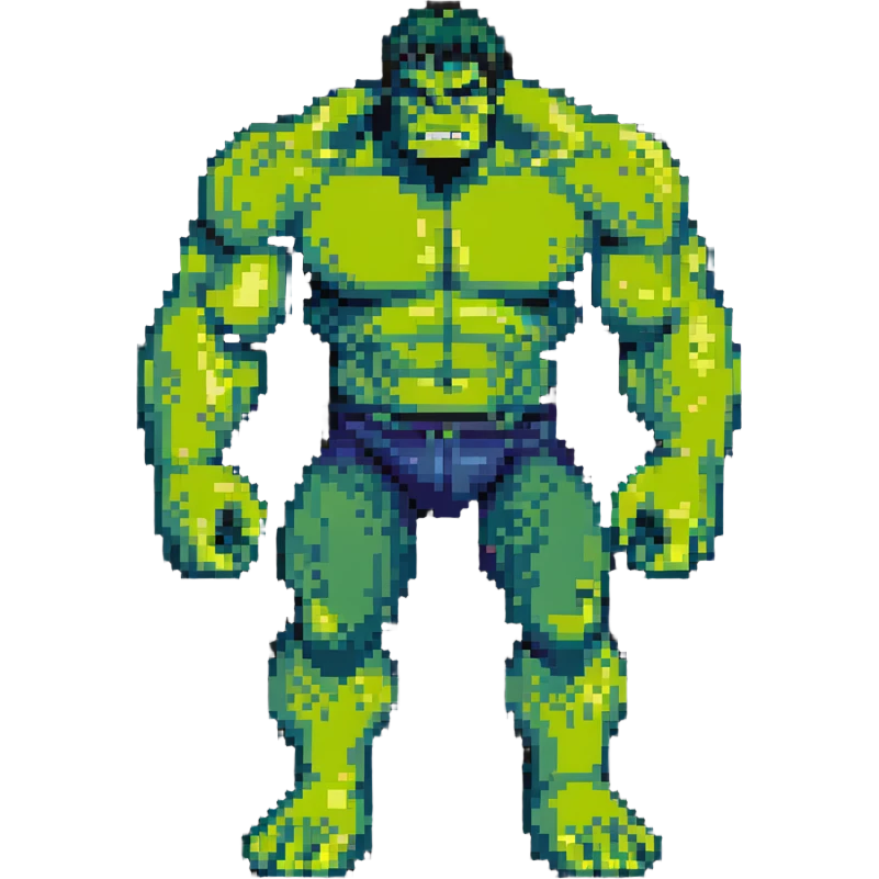 the hulk character in pixel art style emoji