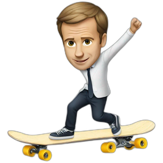 Macron qui fait du skateboard emoji