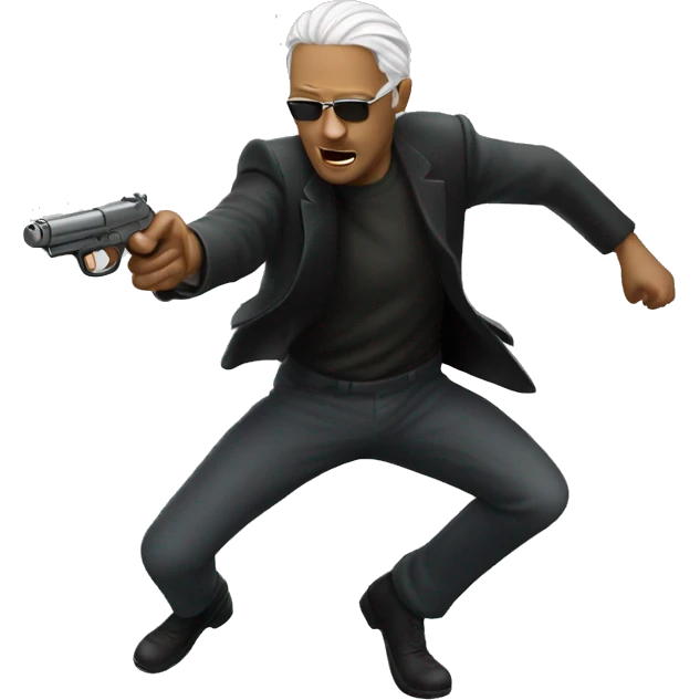 Man dodging bullets matrix emoji