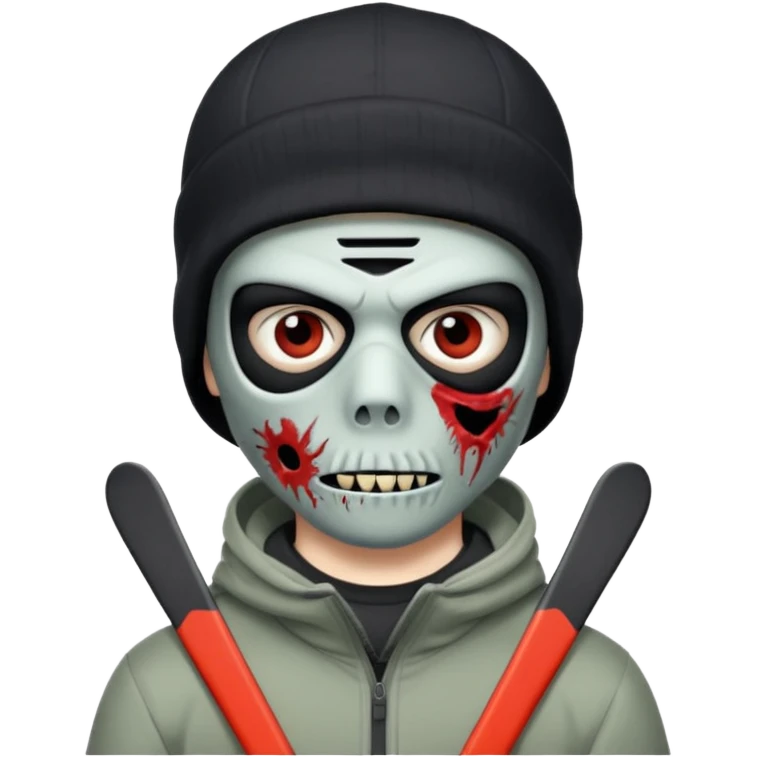 make a, zombie, boy, blackhair with a ski mask pull from nike ou syna, creepy expression emoji emoji