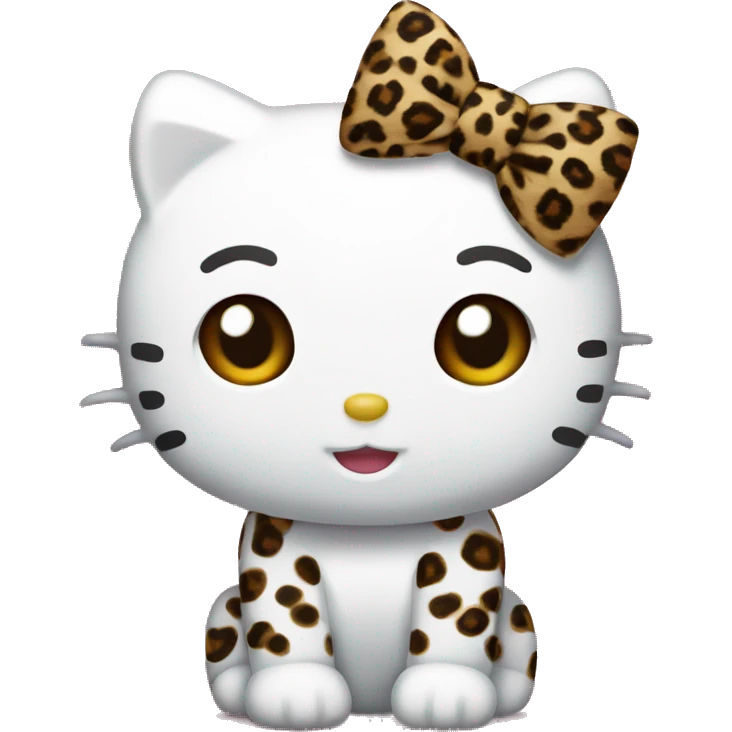 Hello Kitty with a leopard-colored bow emoji