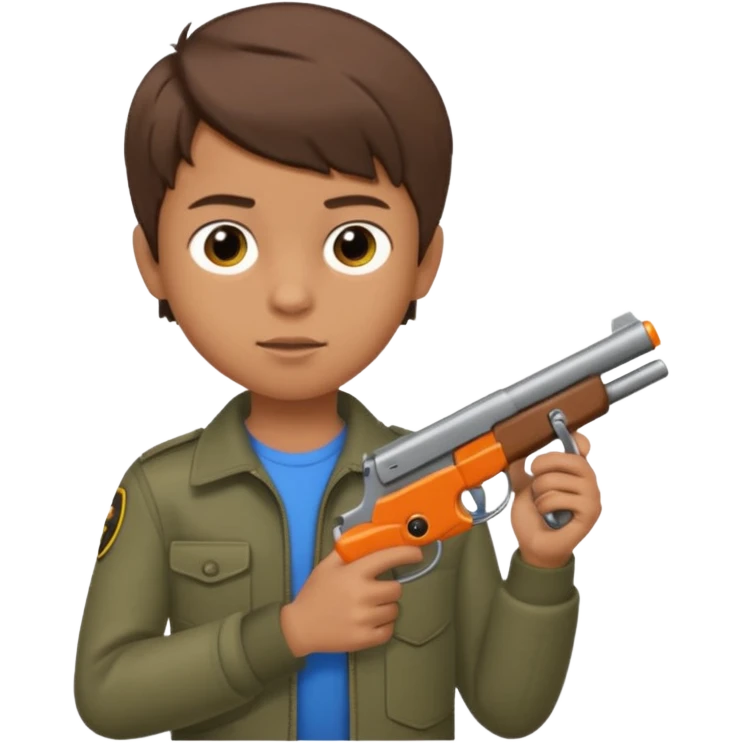 A 12 year old boy who has the gun emoji