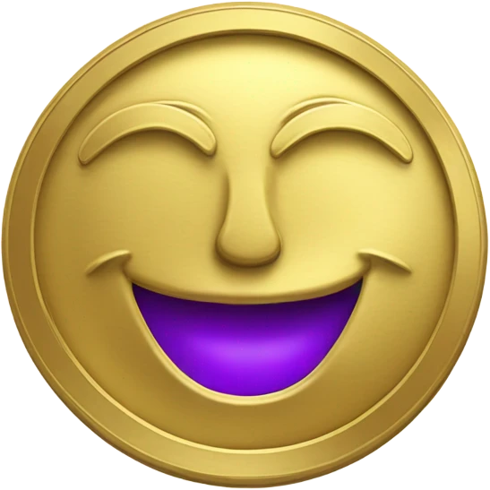 gold coin stamped with gold eggplant emoji. Make it gold coin colors only emoji