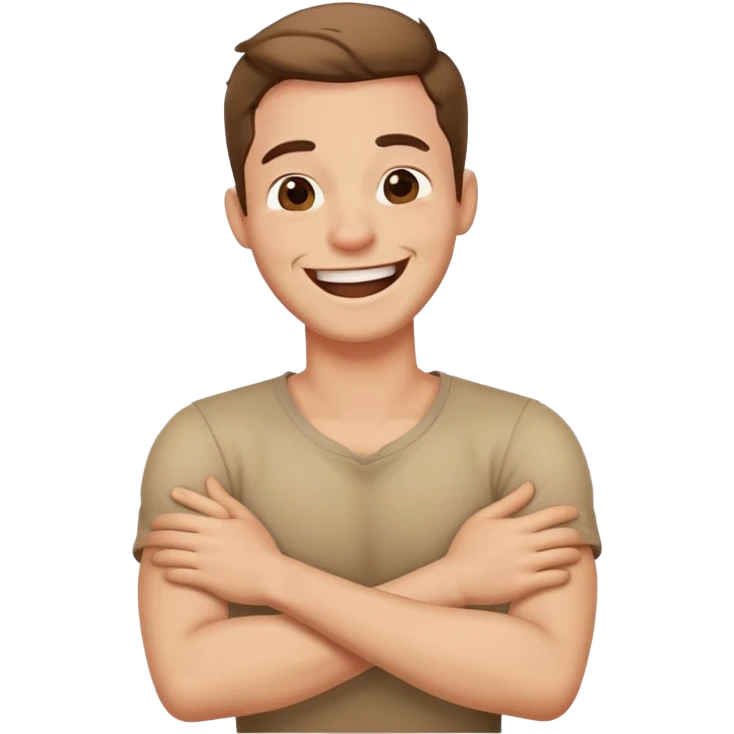 Crossed arms holding neck laughing guy emoji