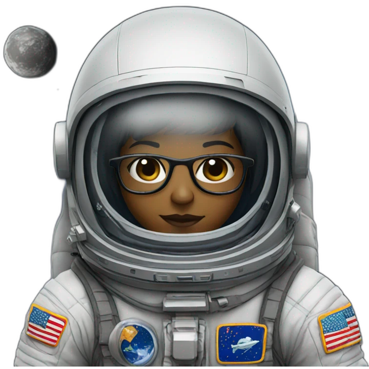 black-haired astronaut with glasses emoji