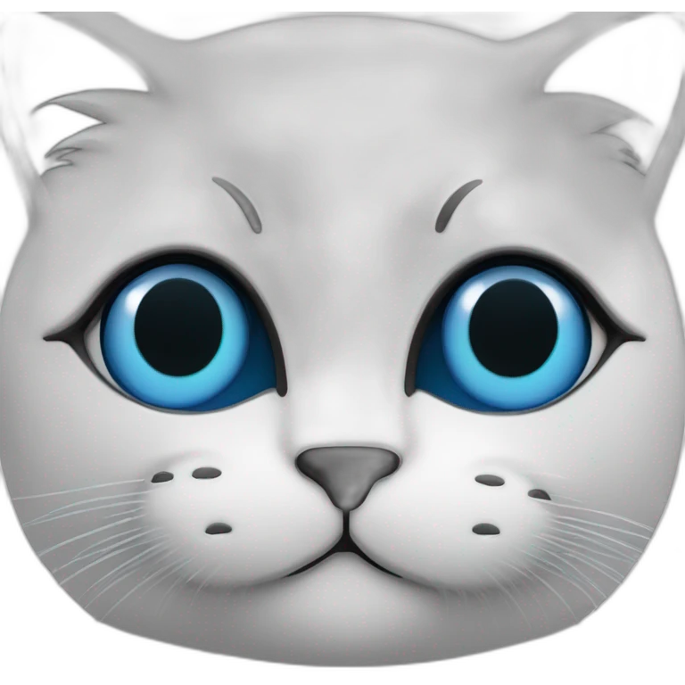 Chat blanc aux yeux bleus avec masque dégradé noir emoji