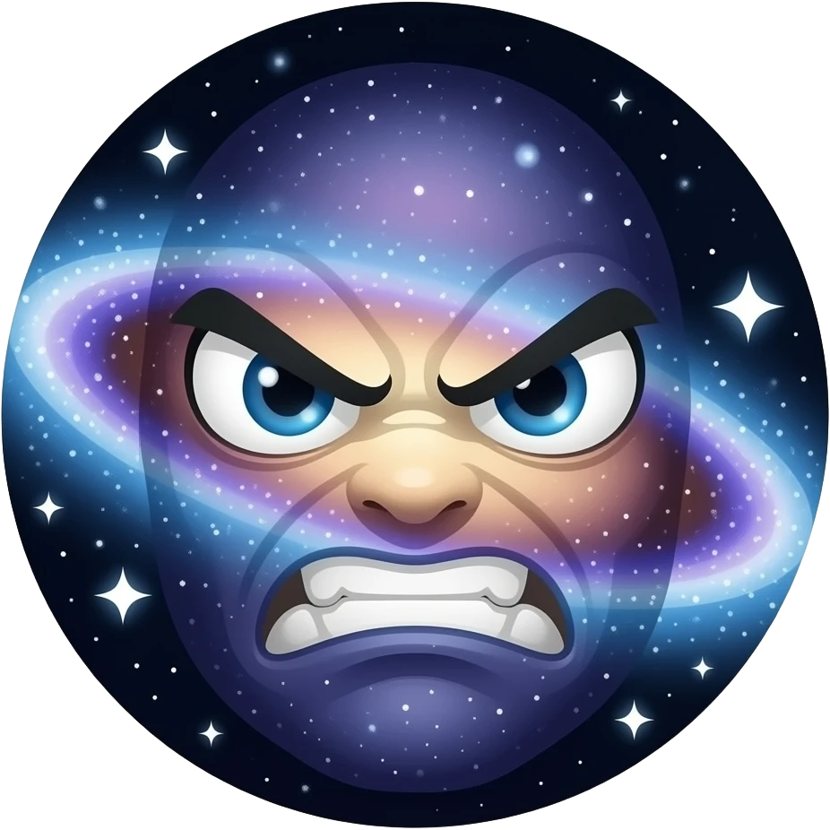 An emoji of literally everything cool stuff like galaxies and things and an emoji angry not a real face an emoji face emoji