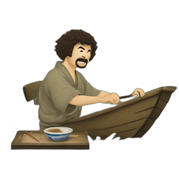 Hokusai in the style of Bob Ross emoji