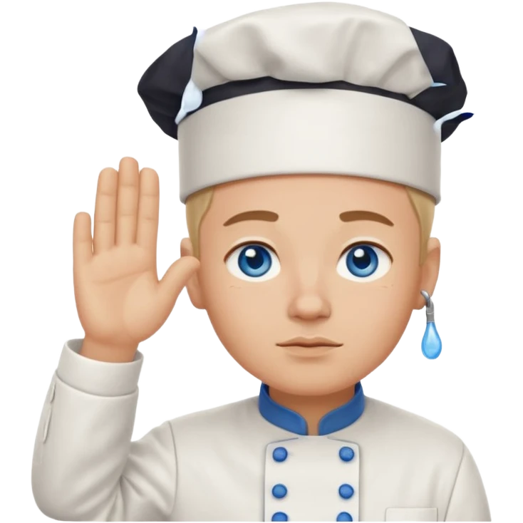 Chef saluting while crying blue eyes emoji