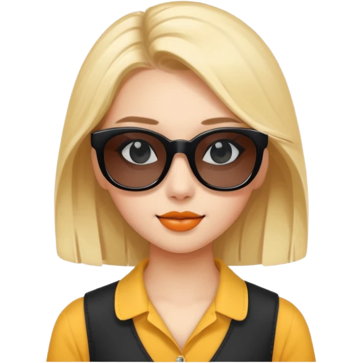 girl, black rectangular sunglasses, playful look emoji