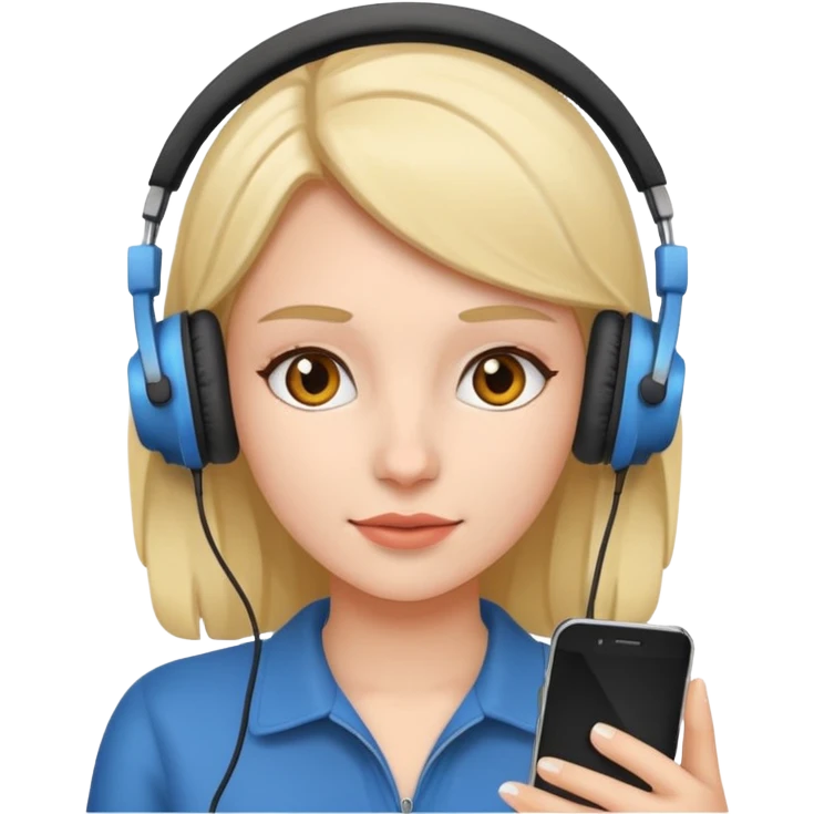 women using smart phone with headphone emoji