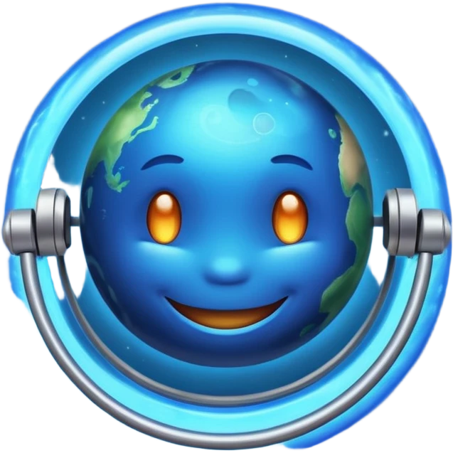 smiling blue planet with a ring emoji