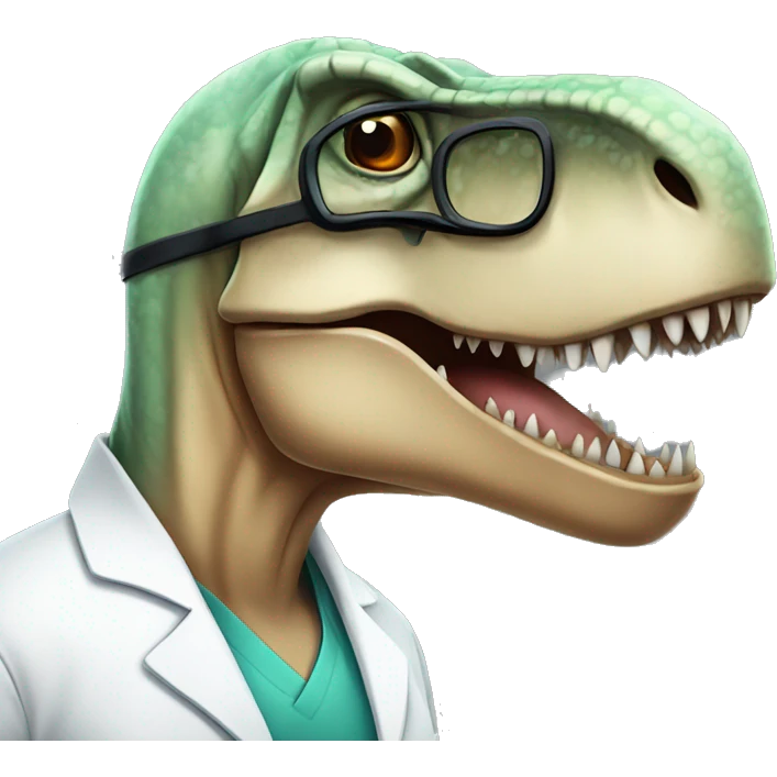t-rex head in medical uniform and black glasses for line art emoji