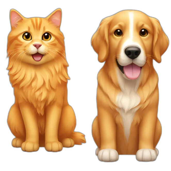 Golden retriever with orange cat emoji