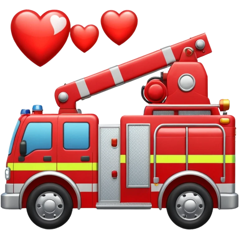 Fire engine with hearts emoji