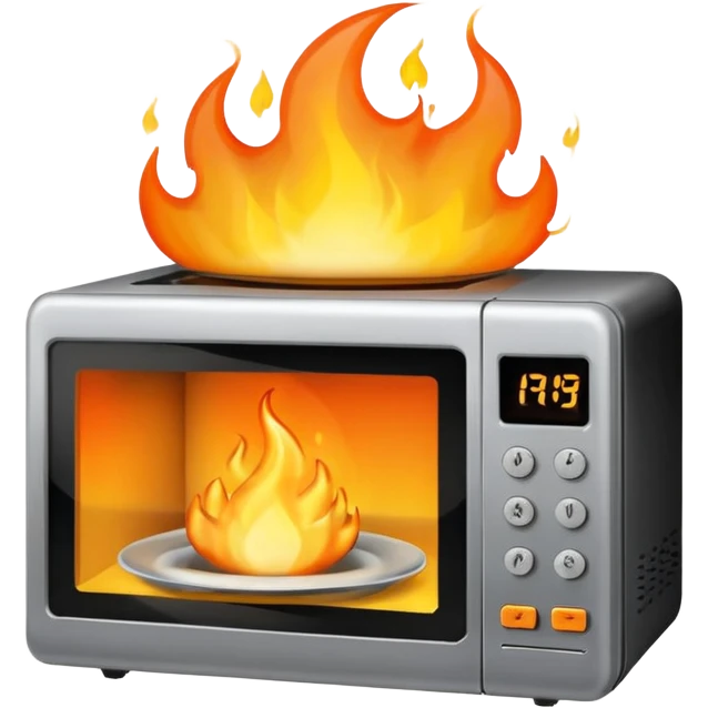 Microwave on fire emoji