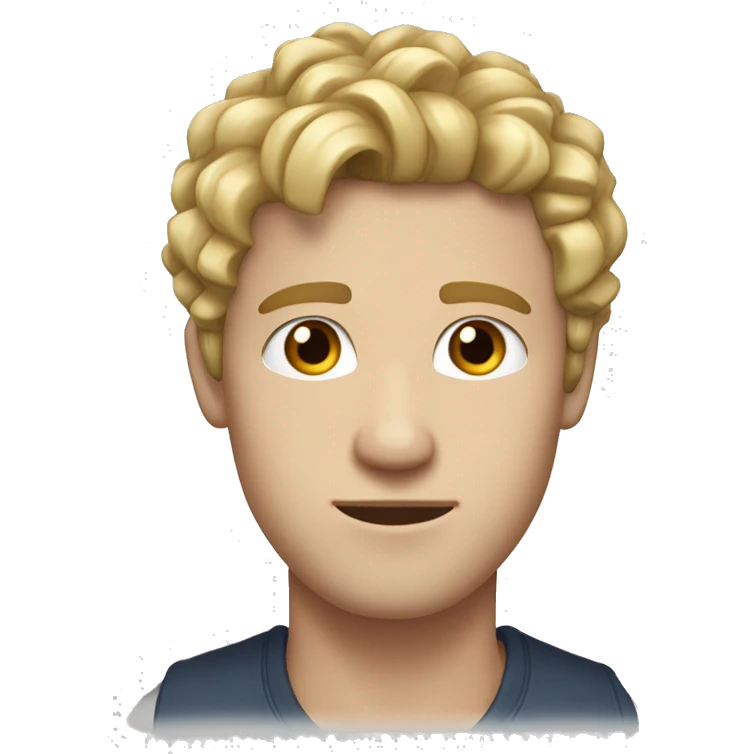 Guy with short hair and volume his hair is dirty blonde and he has blueish eyes wearing a cross chain around his neck he has white skin  emoji