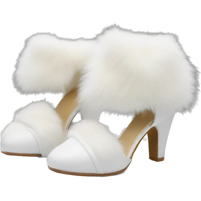 white faux top fur heels emoji