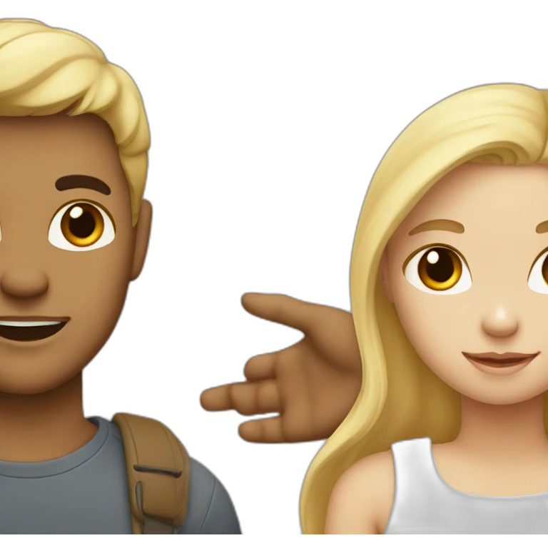 Two lovers A blonde girl and a brown boy  emoji
