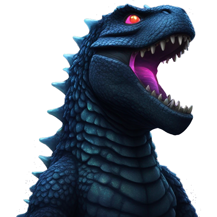 Dark iridescent godzilla glowing emoji