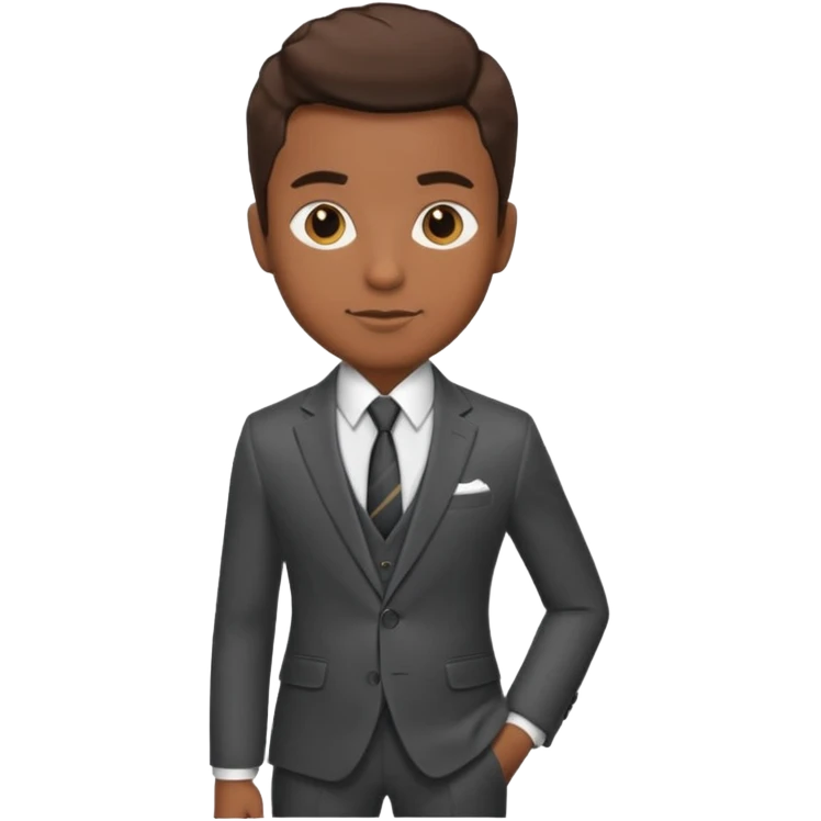 Young man, brown skin, tailored trousers, suit jacket, and tie

 emoji