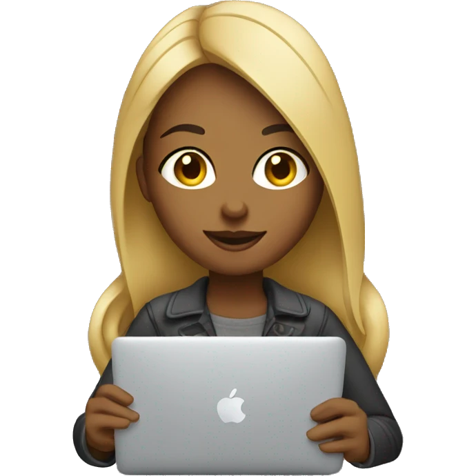 a female graphic designer working with a macbook emoji