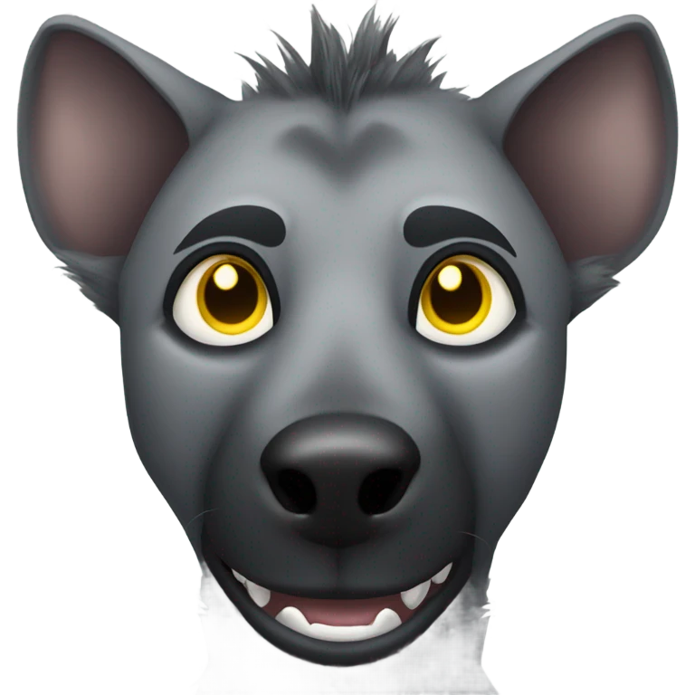 Gray male hyena with yellow eyes with large eyebrows  emoji