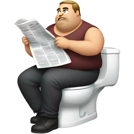 fat guy sitting on toilet reading newspaper emoji