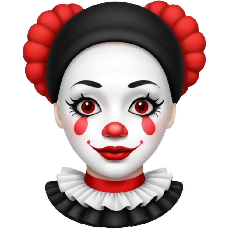 black and white mime clown emoji with white makeup lipstick and costume emoji