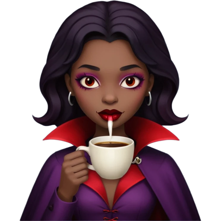 black girl vampire drinking coffee emoji