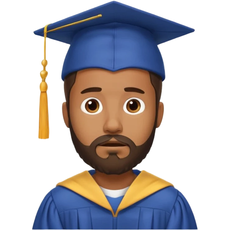 bearded brown man exhausting graduation emoji