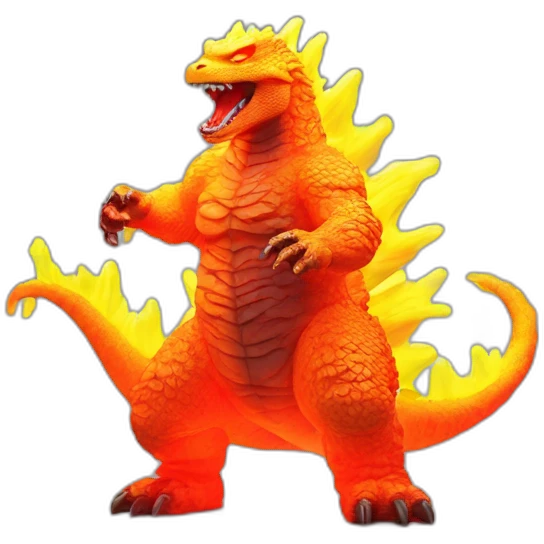 Godzilla fire fluo toy emoji