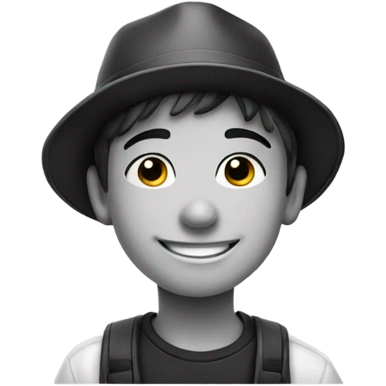 smiling boy in monochrome hat emoji