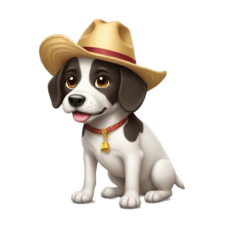 Perro con un cahorro de perro con un sombrero de copa emoji