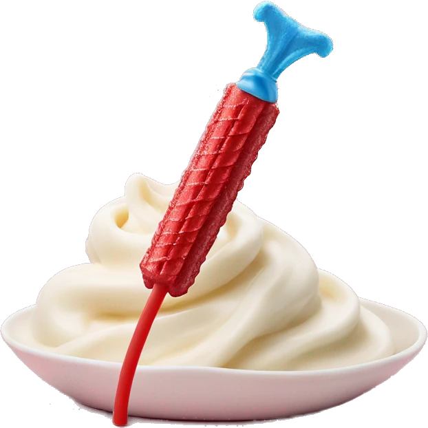 Twizzler bite candy on top of whip crème with kid spinning next to it emoji