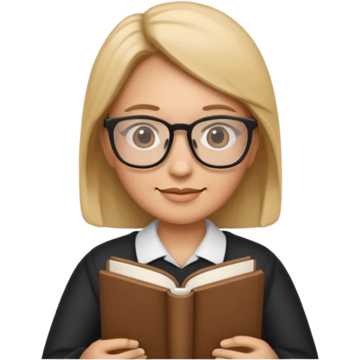 teacher emoji, glasses, holding a book emoji