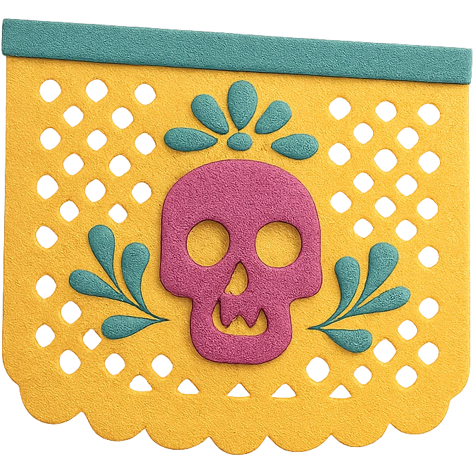 traditional Mexican papel picado banner, festive and detailed emoji