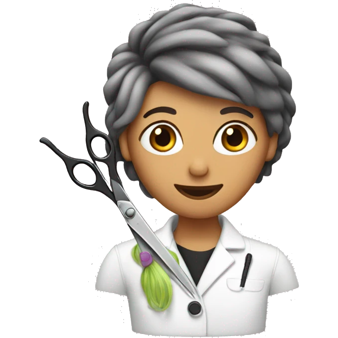 Hairstylist holding scissors emoji