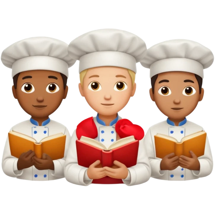 different chefs reading book, emoji