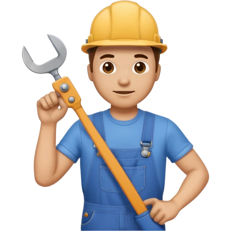 manual worker emoji wearing overalls holding saw emoji