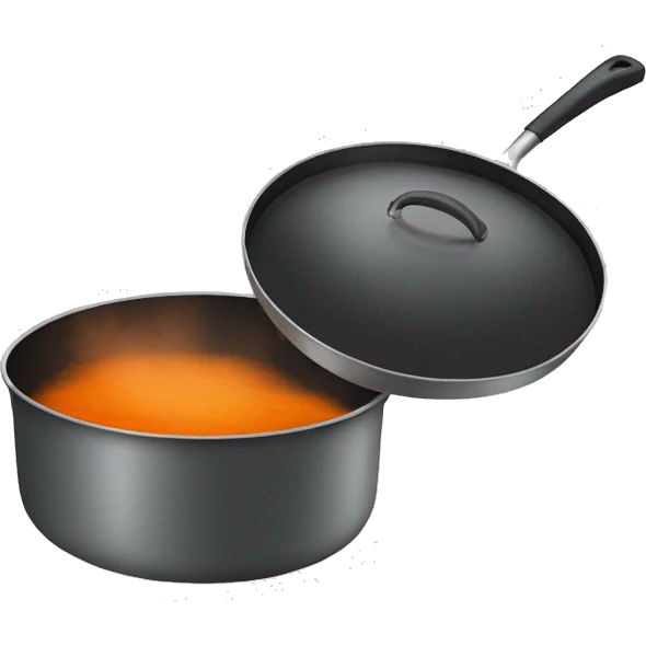 cooking pan with moderate dark and moderate dark orange color with steam emoji