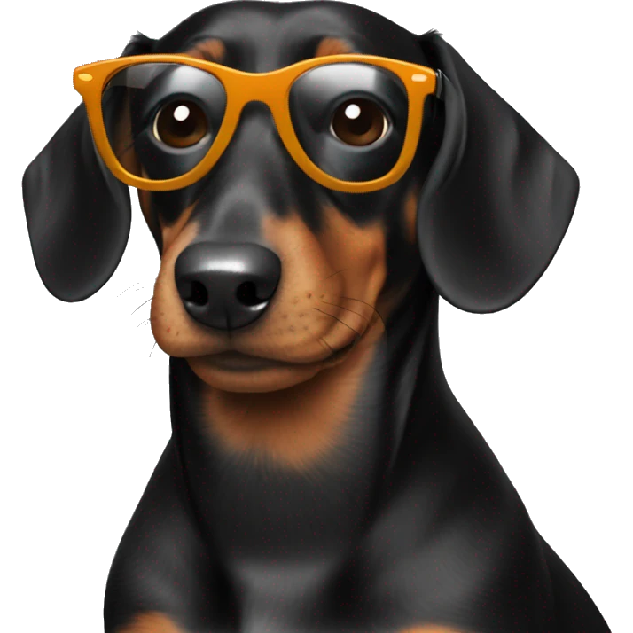 black dachshund with sunglasses emoji