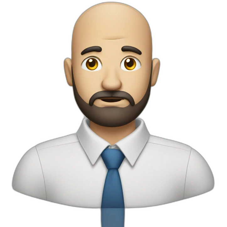 questioning business analyst on a conf call bald with beard emoji